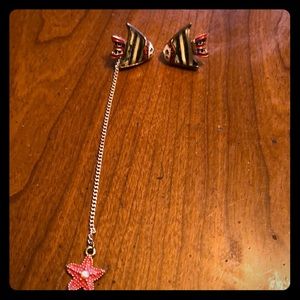 Betsey Johnson Nautical Fish Stud Earrings